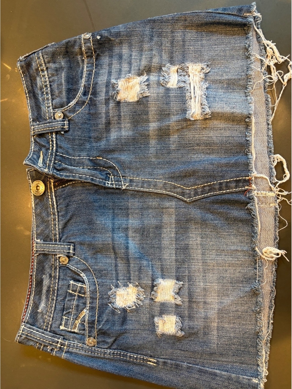 Amethyst Distressed Denim Mini Skirt 100% Cotton Size 9